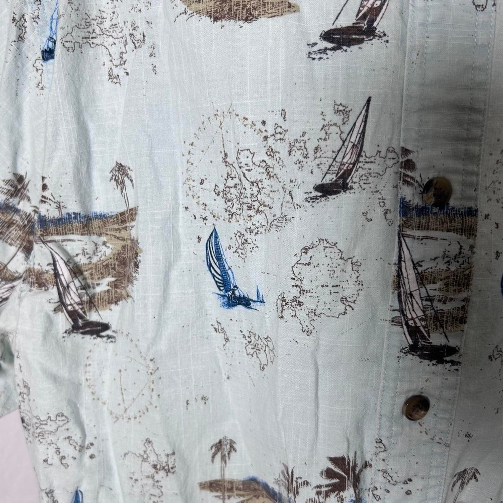 Croft & Barrow Light Blue Sailboat Patterned Button Down Shirt L - Picture 3 of 5